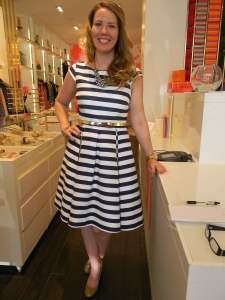 Kate Spade manager, Karen Morian, in a dress from the Spring collection.